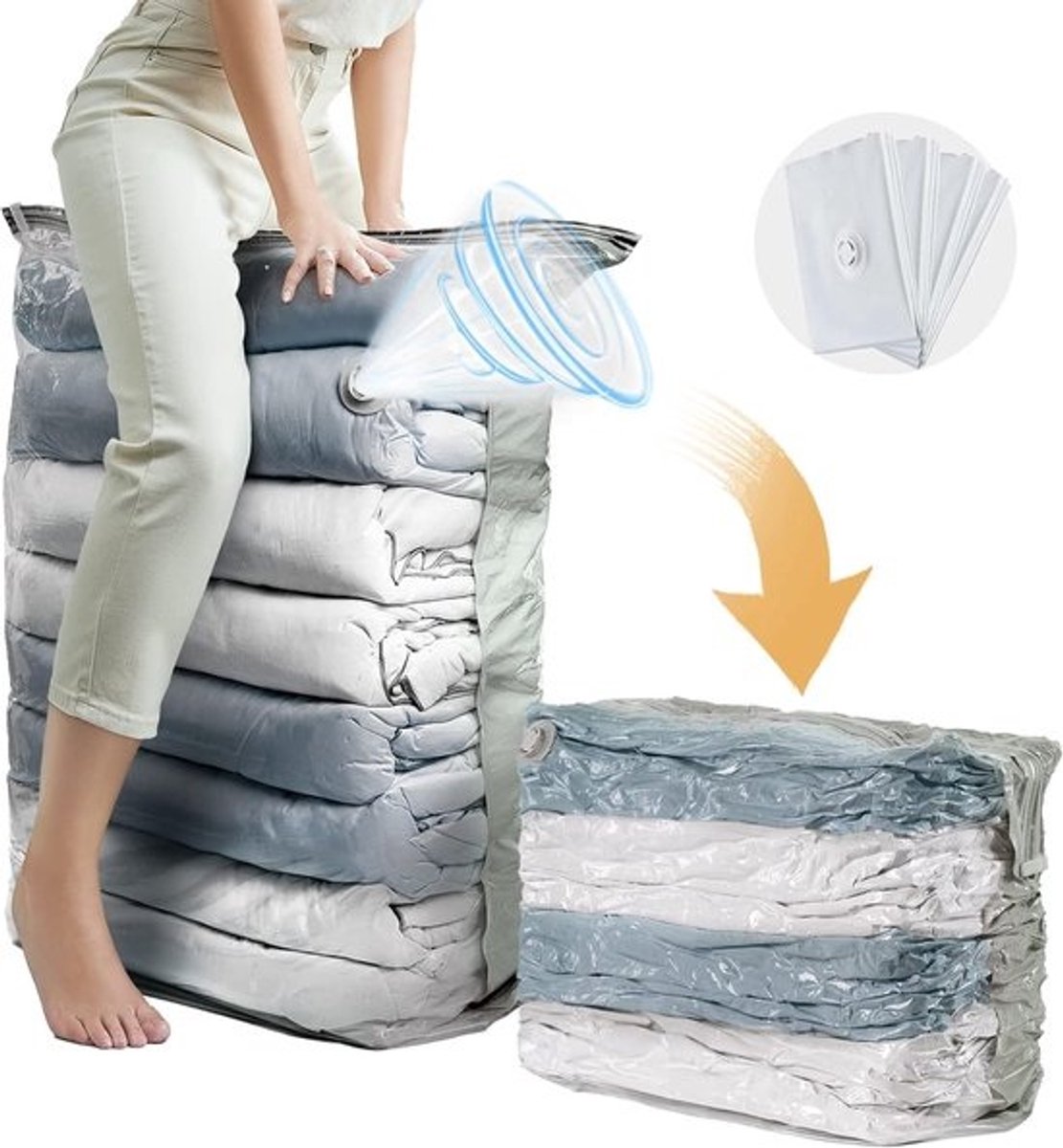 Extra Grote Vacuüm Opbergtassen - 4 Stuks, 80x100x38cm - Ruimtebesparende Organizer voor Kleding, Beddengoed en Dekens