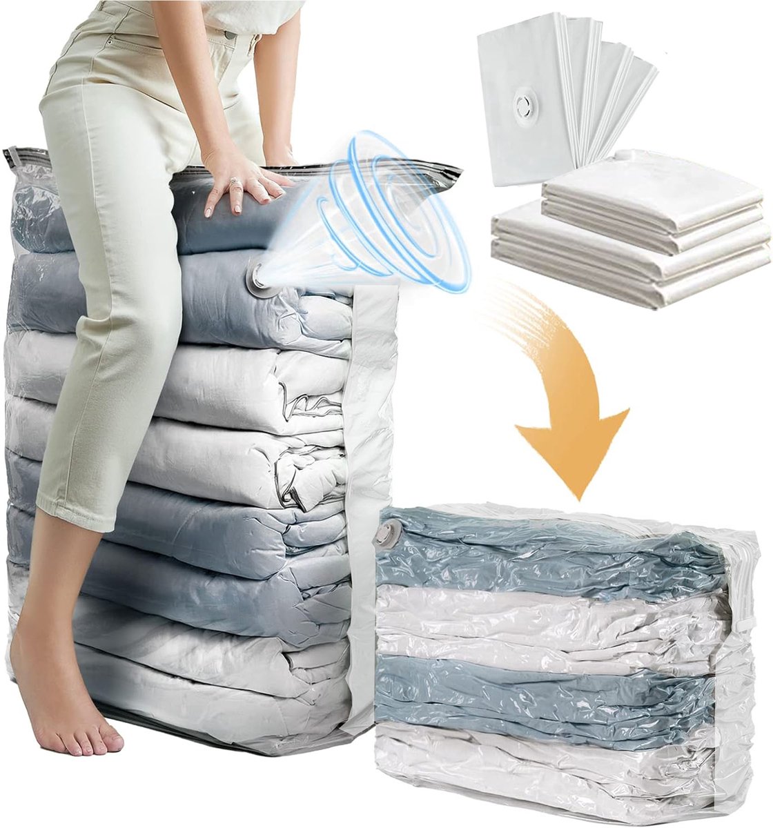 Opbergtas 4 stuks kubus vacuümzakken, max. 80 x 100 x 32 cm, voor dekbedden, dekens en beddengoed, ruimtebesparende vacuüm kledingzakken, extra groot, geschikt voor stofzuiger, herbruikbaar, luchtdicht, water- en vochtbestendig