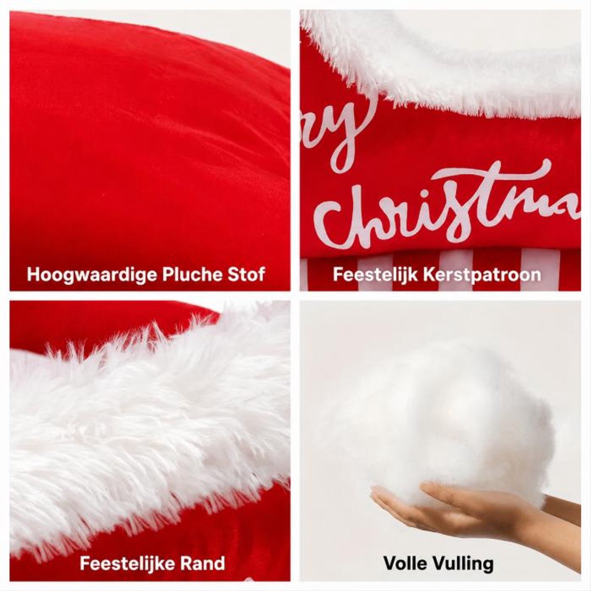 Kerst Hondenmand & Kattenmand – Kerstman Slee Design – Zachte Pluche Huisdierenmand – Warme Slaapplaats voor Hond en Kat – 65 × 52 × 30 cm – Rood – foto 4