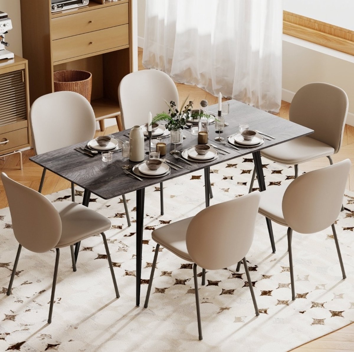 STILVORA Uitschuifbare Eettafel Voor 6 Tot 8 Personen Flexibel Van 120 Tot 160 Cm Voor Eetruimte Houten Tafelblad Met Stalen Poten 160 X 75 X 77 Cm Grijs