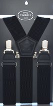 Timbelt Bretels Zwart - 4 Clips - Extra stevige Klem Clip - Elastische Bretels