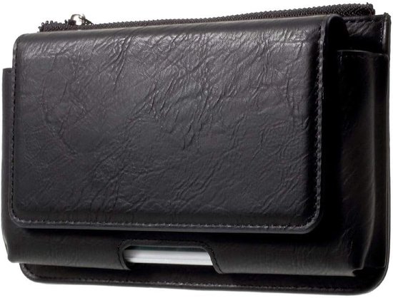 Horizontal Belt Case with Phone Holder Pouch & Inner Pocket with Zipper voor MEIZU M16 (2018) - Black — afbeelding 5