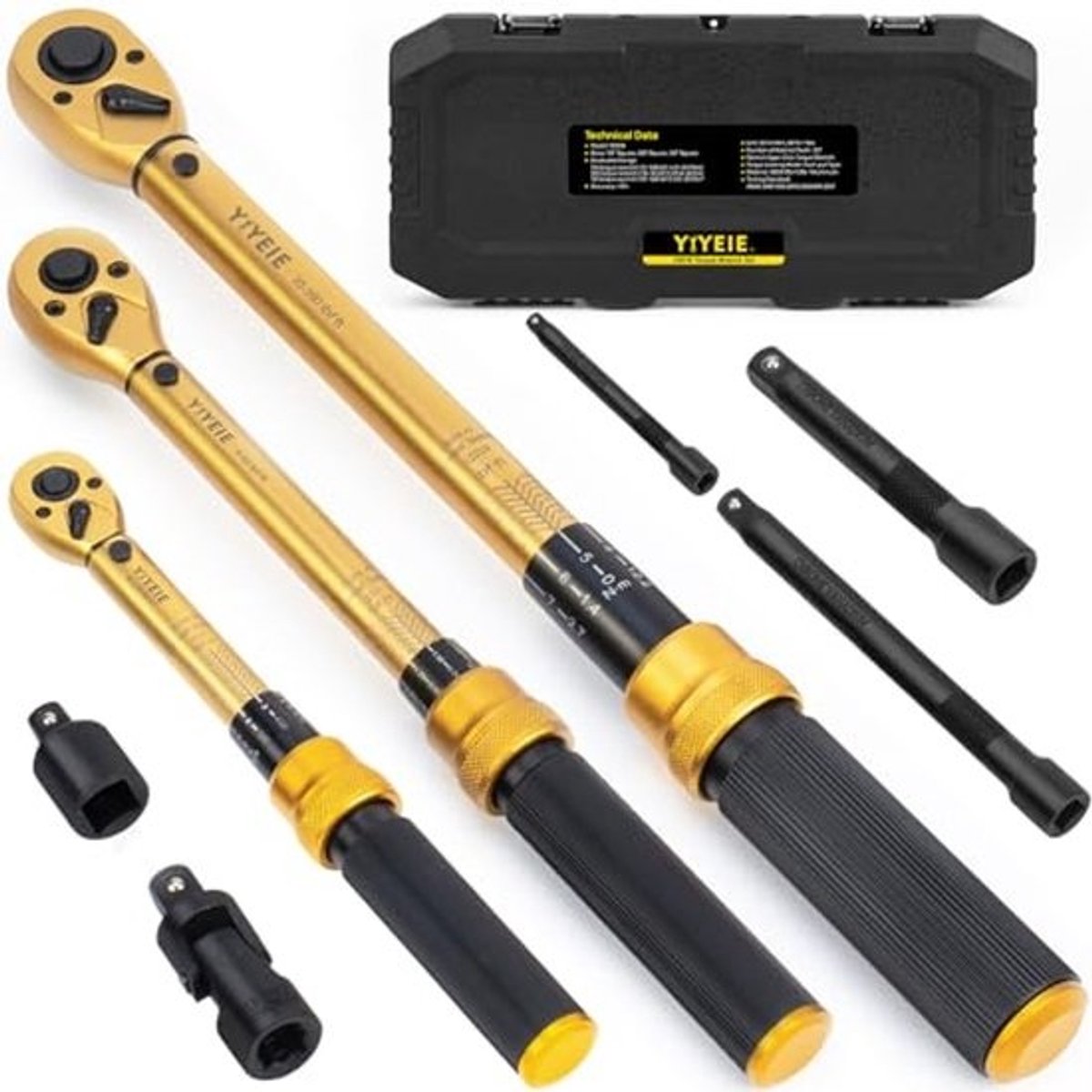 8-delige Momentsleutelset: 1/4, 3/8, en 1/2 inch met Adapters en ± 3% Nauwkeurigheid