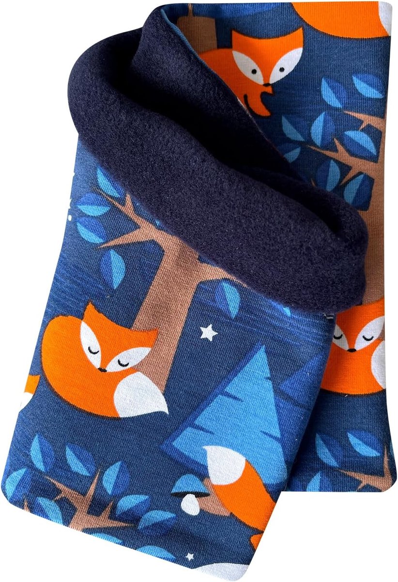 Warme jongens/meisjes Nightfox sjaal / halsdoek donkerblauw/oranje binnen fleece donkerblauw 22222227