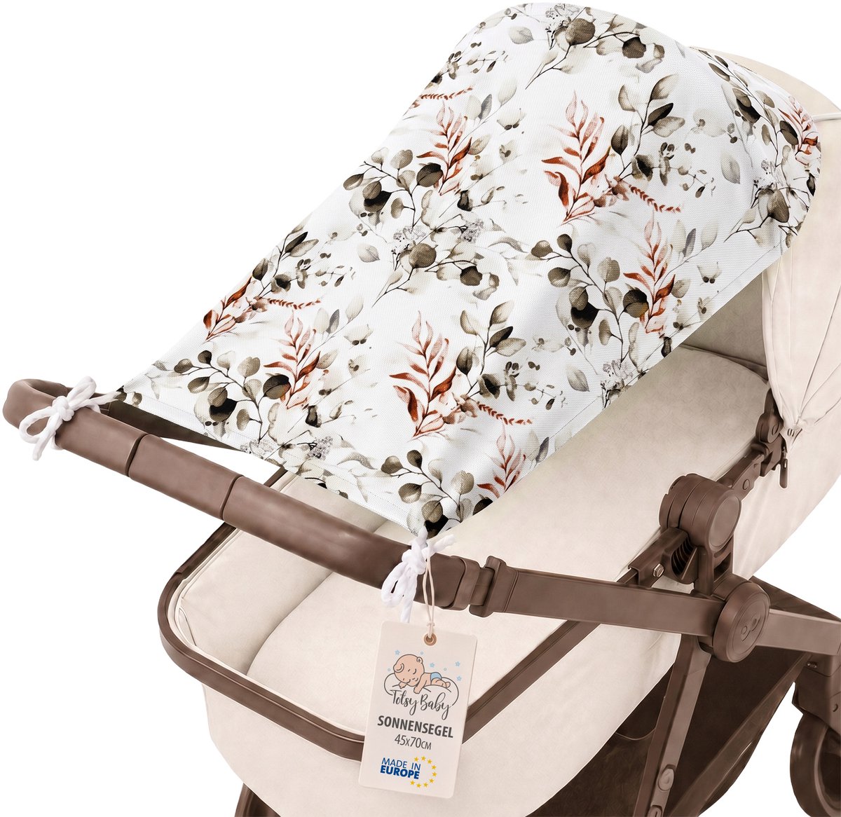Zonbescherming Kinderwagen 70 x 45 cm UV Zonwering Baby Schaduwdoek voor Buggy Sportwagen Wandelwagen tegen Zon Wind en Regen Opvouwbaar Bladeren