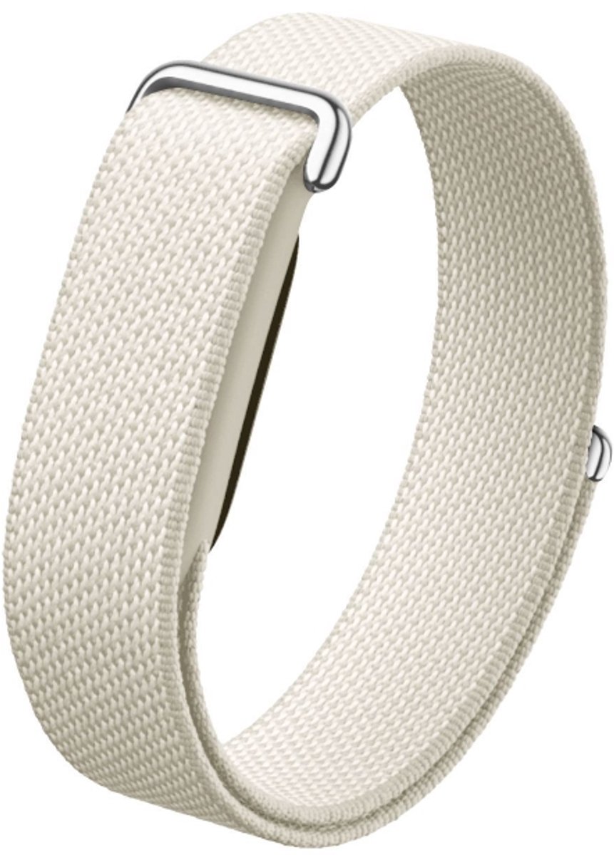 Pradeo – Nylon Bandje geschikt voor Google Fitbit Air - Creme – band - Comfortabele Nylon Woven Strap – Verstelbare Performance Loop – Hypoallergeen Sportband – Geschikt Voor Google Fitbit Air Modellen – Smartwatch Polsband – 13–21 cm – Creme
