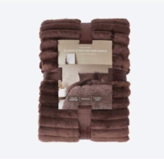 Duvet Flannel fleece rib Dark brown 240x 220cm — afbeelding 3