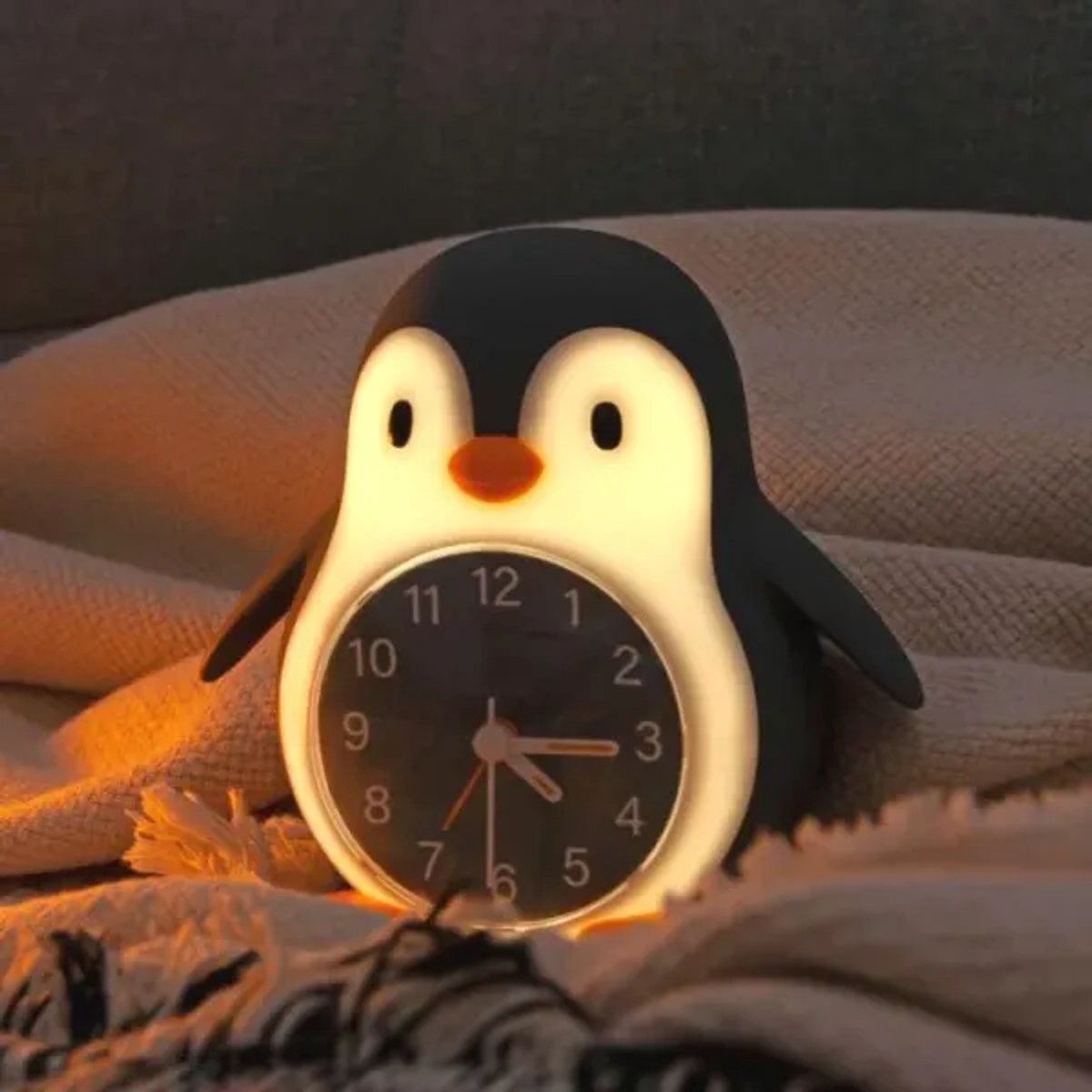 Nachtlamp USB nachtlamp wekker pinguïn 13 cm
