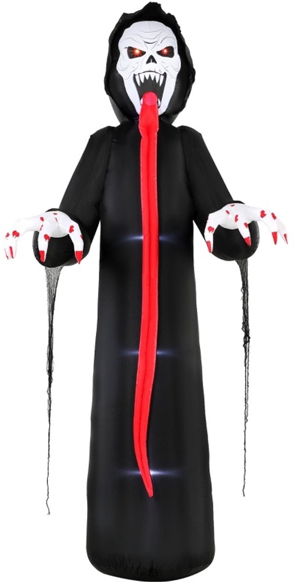 MIVRAY Opblaasfiguur – Ledverlichting – 130 Bij 95 Bij 310 Cm – 210T Polyester – Zwart – Halloween Skeletdecoratie Voor Binnen En Buiten