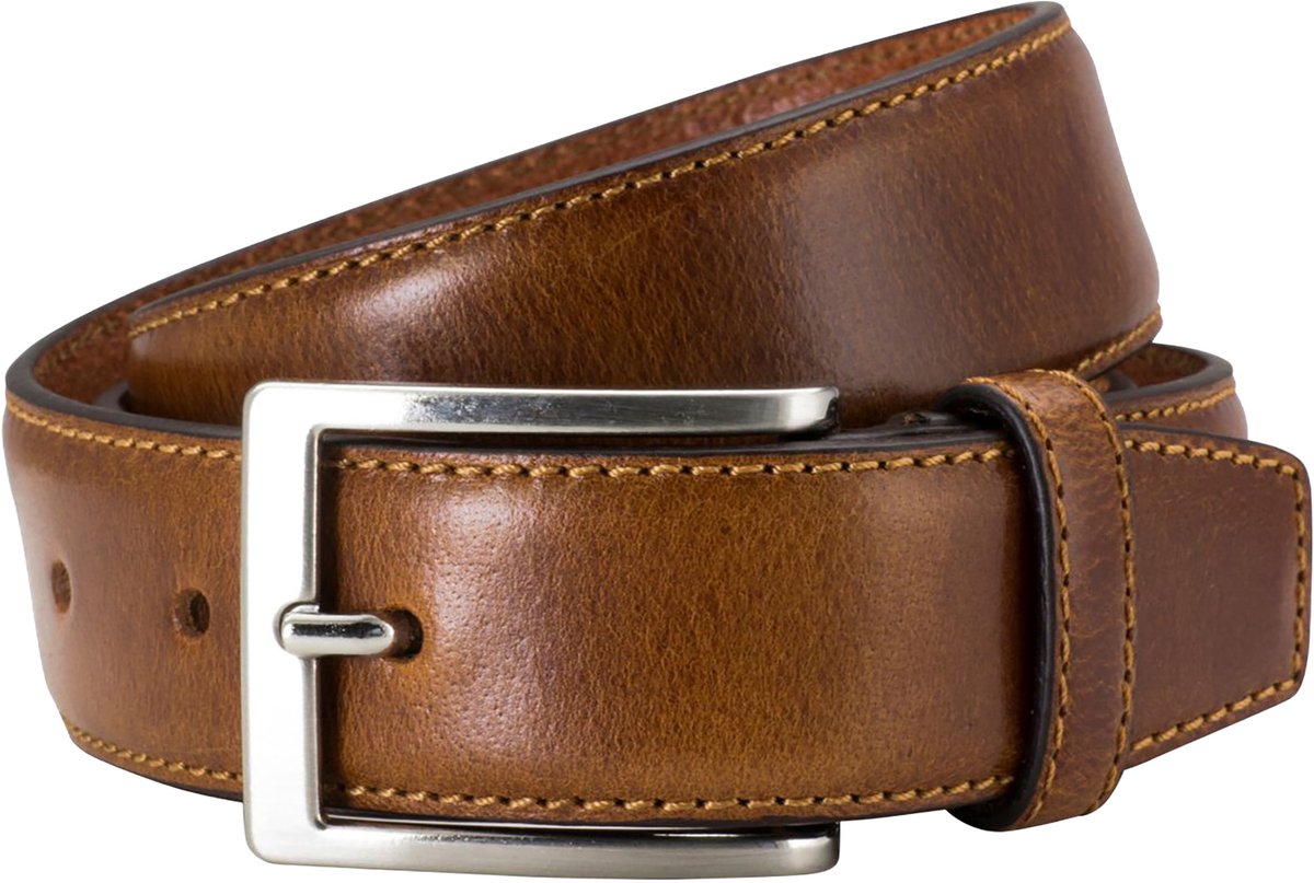LINDENMANN leren heren riem - cognac