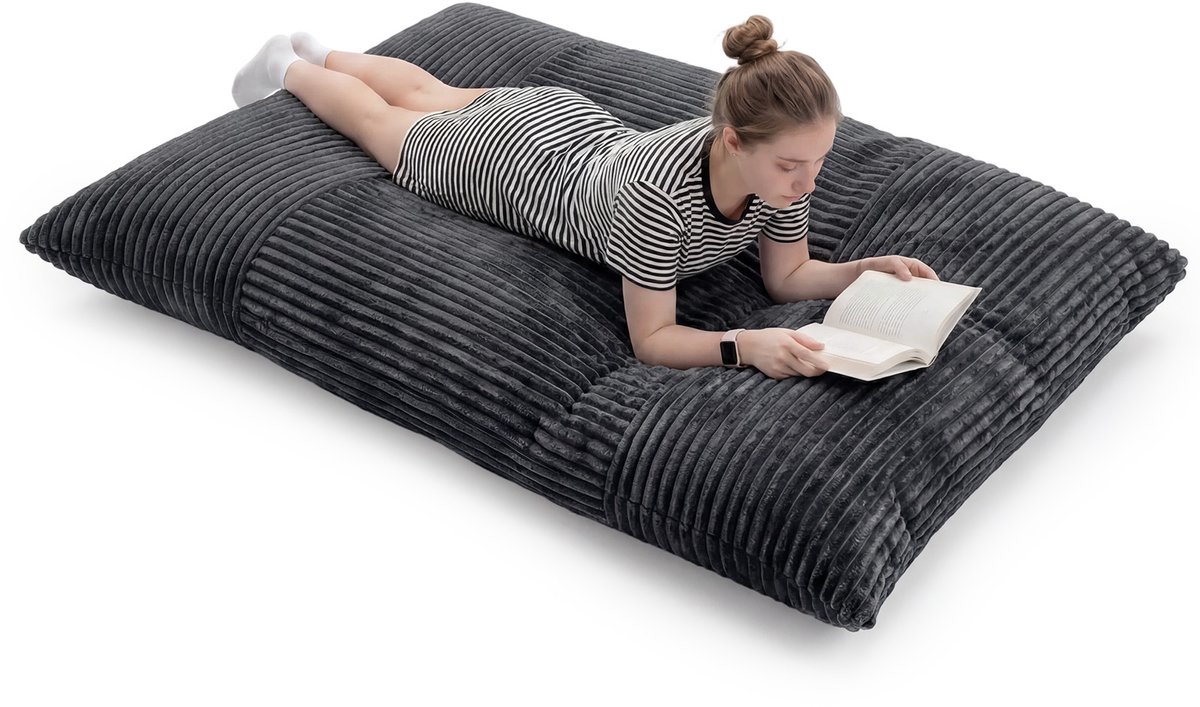 Costway 2-in-1 zitzak, beanbag met afneembare overtrek (donkergrijs)
