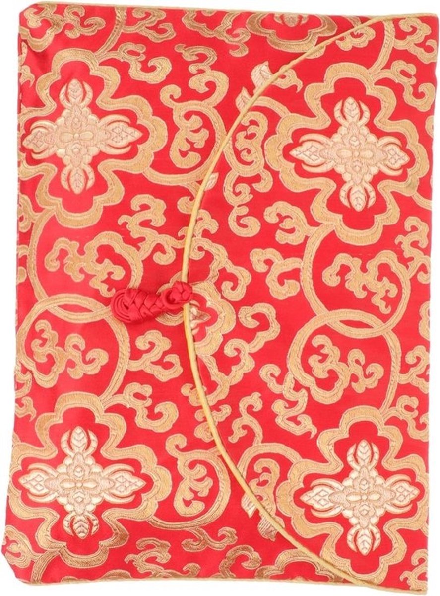 Zijde Brocade Enveloppen met Knopsluiting in Rood - Chinese Stijl Documententas voor Tearproof Documenten, Boeddhistische Geschriften en Cadeaus