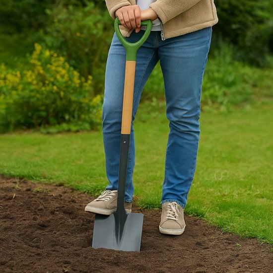 Kinzo Tuinspade Metaal 105 cm - Stevige Tuinschop met Houten Steel en Kunststof Handvat - Schop voor Tuinwerk, Spade voor Graven, Schep voor Aarde of Boomwortels van Kinzo — afbeelding 4