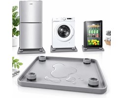 VHV - Wasmachine lekbak 60x60 cm - 4 Trillingsdempers wasmachine - Siliconen opvangbak - Opvangbak tegen lekkage - Lekbescherming, badkuip voor wasmachines, drogers, vaatwassers, koelkasten, airconditioners - Trillingsmat