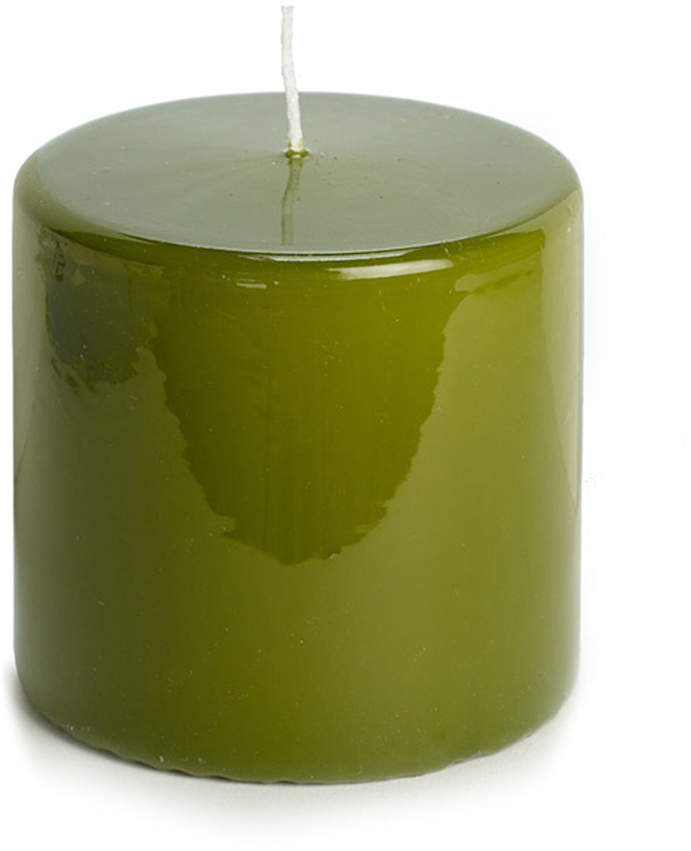Rustik Lys - Hoogglans stompkaars - 10 x 10 cm - Olive