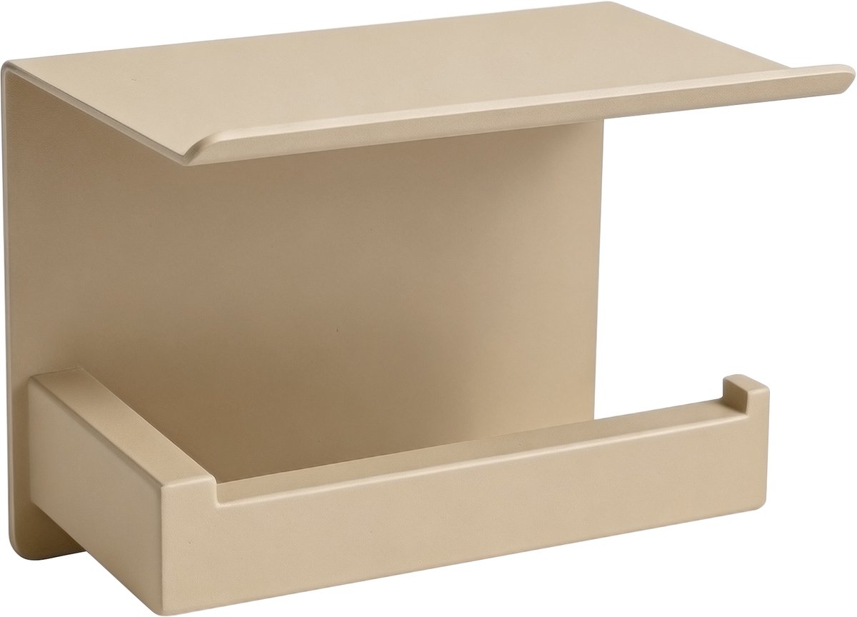 VDN Stainless wc rolhouder beige - Toiletrolhouder met plankje - Toiletpapier houder - RVS