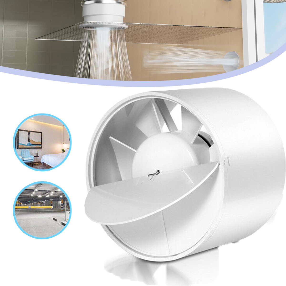 100 Mm Afzuigventilator Met 7 Verdikte Bladen – Ingebouwde Terugslagklep, Ipx2 Waterdicht, Oliegelagerde Motor (34 Db Stil) – 130 M³/U Bij 12 W – Voor Badkamer, Keuken En Garage – Wit