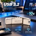 Zilveren MillionShine USB-stick met een uniek, stijlvol metalen design. USB 3.2 voor snelle overdracht.