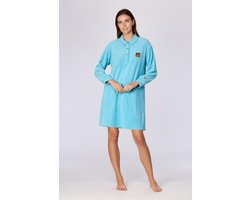 Woody slaapkleed meisjes/dames velours - blauw - 262-10-WDA-V/824 - maat XL