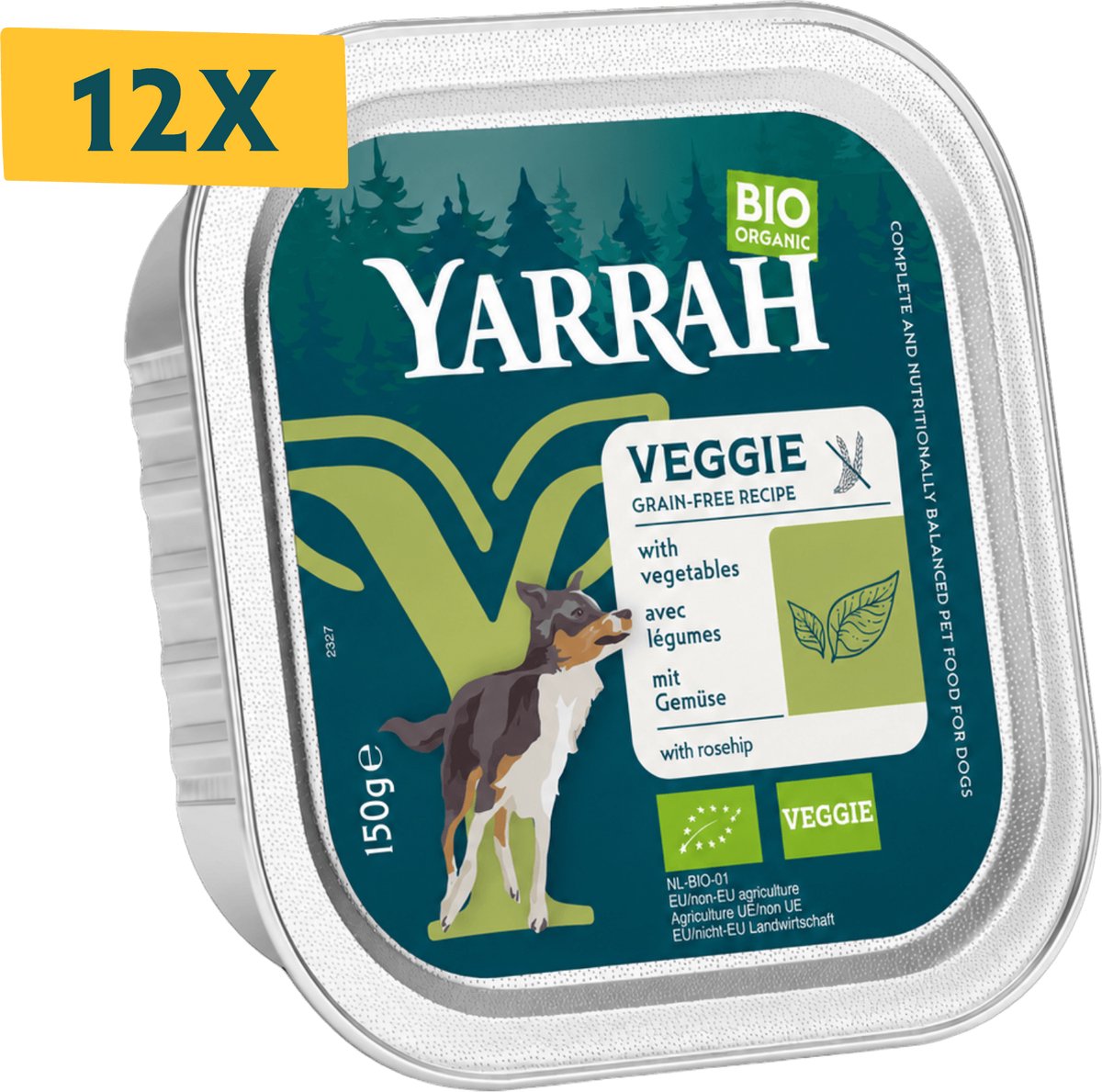 Yarrah Dog Alu Brokjes Vega - Hondenvoer - 12 x 150 g NL-BIO-01