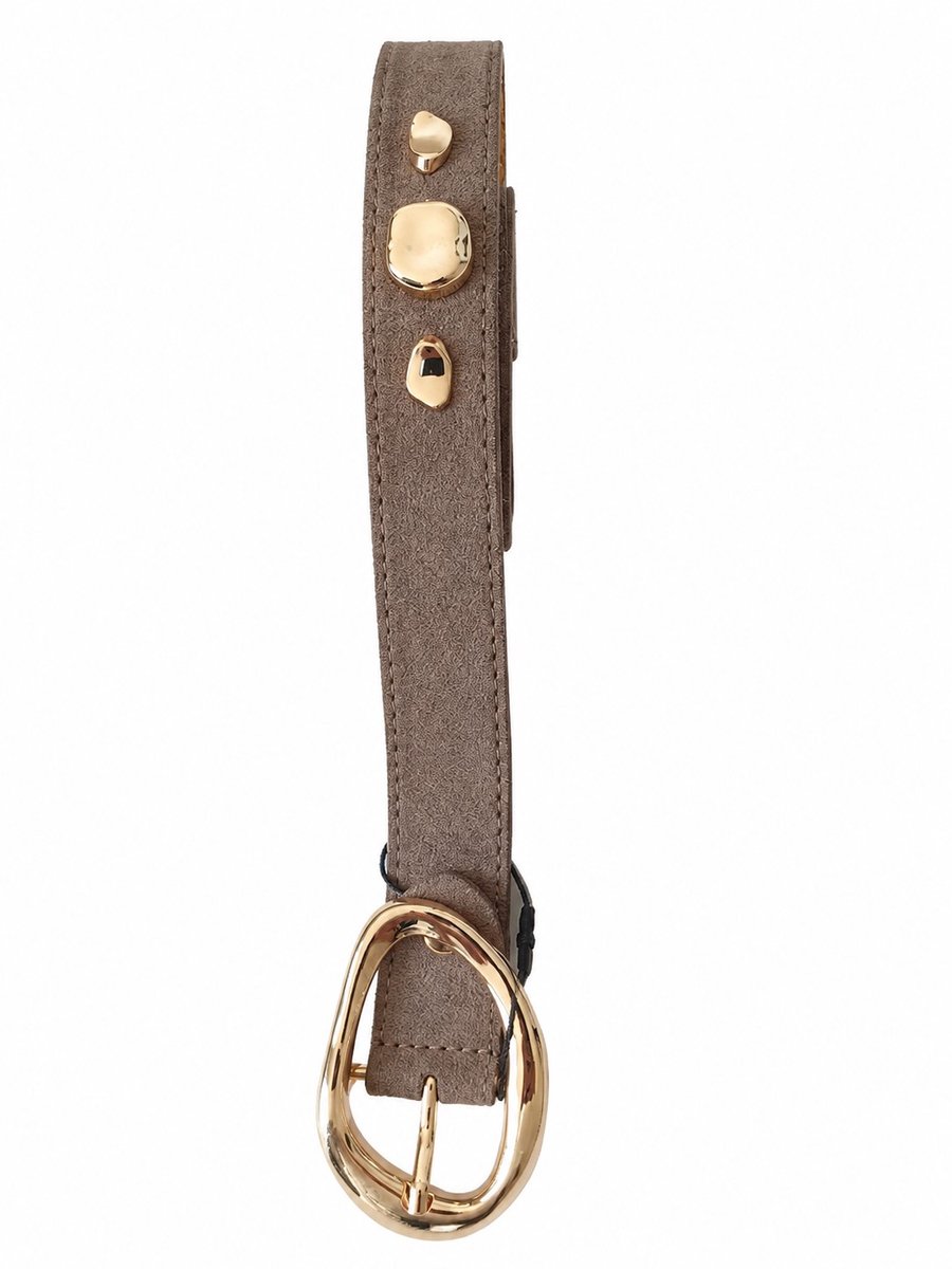 SH-Dames riem-Beige-Suede- Studs-90cm-verkijgbaar 85 t/m 100cm