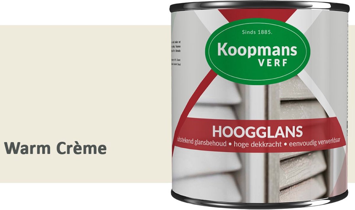 Koopmans Hoogglans Lakverf Binnen & Buiten – Voor Hout en Metaal – Krasvast – Hoge Dekkracht – Kozijnen, Deuren & Meubels – Warm Crème – 750 ml