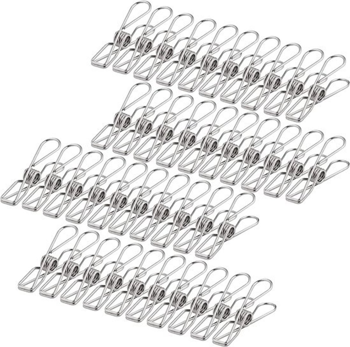 Kledingspelden Set - Waslijn Clips - Kleding Droge - Roestvrij Staal - 40 Stuks - Zilver