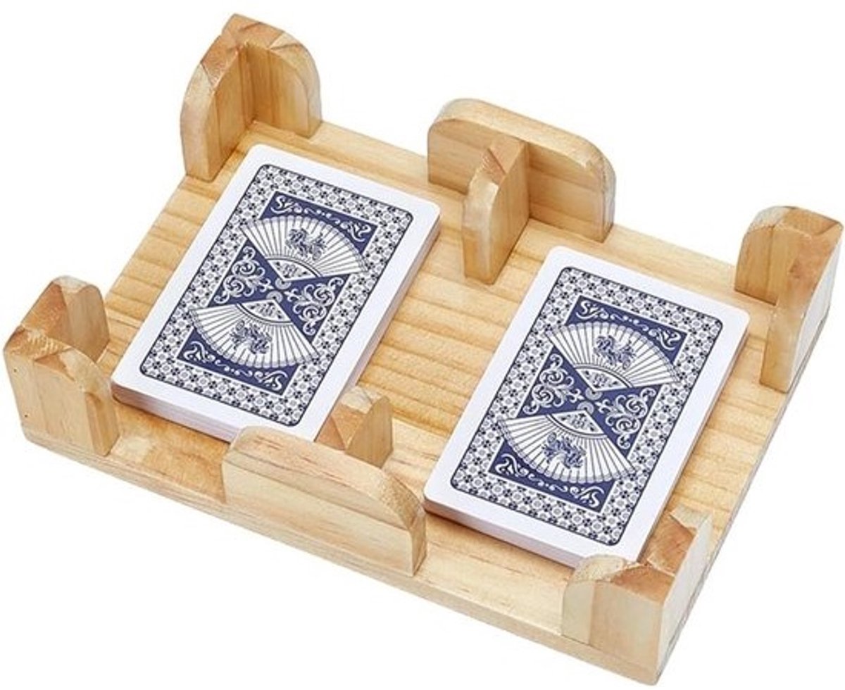 Speelkaarthouder van hout, 360 graden draaibaar, ideaal voor poker, Canasta en Rommé, 177 x 125 x 58,5 mm