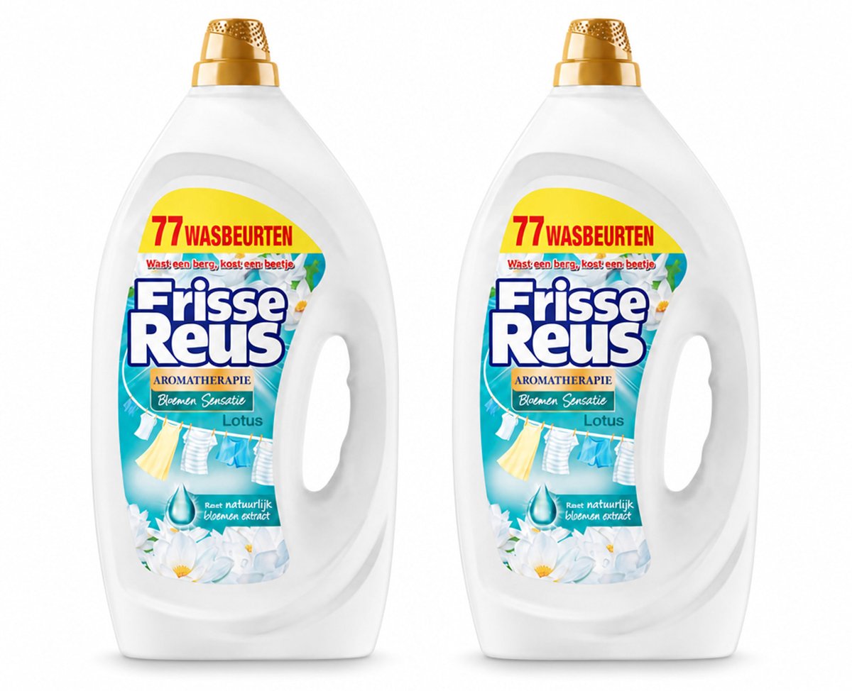 2 x Frisse Reus - Vloeibaar Wasmiddel - Lotus - Witte Was - 77 Wasbeurten - Bulkverpakking - 2 stuks
