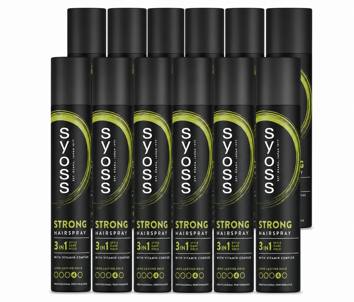 12 x Syoss - Strong Hold - Haarspray - Sterke Fixatie - 300 ml - Voordeelverpakking - 12 stuks
