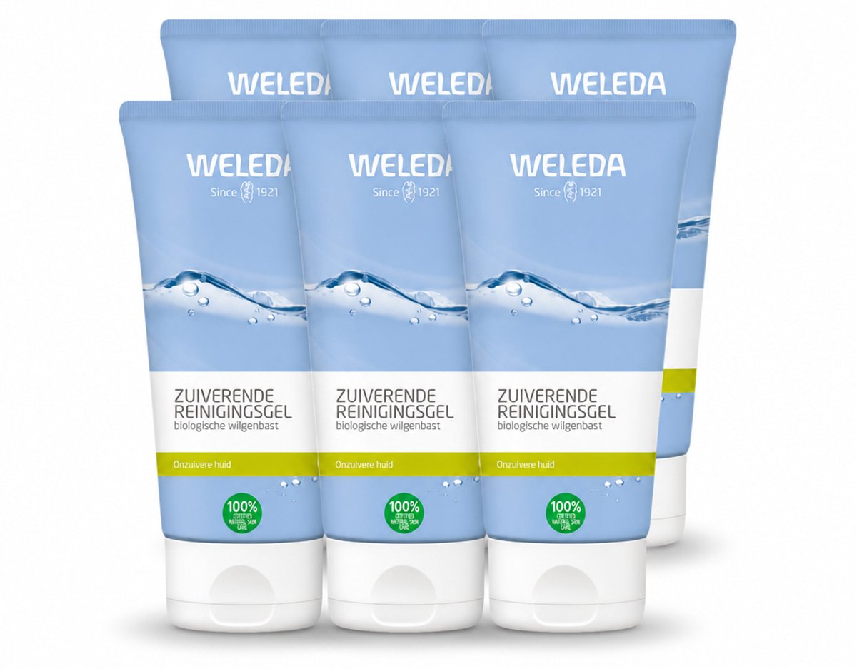 6 x WELEDA - Reinigingsgel Zuiverend - Voor onzuivere huid - 100 ml - Voordeelverpakking - 6 stuks
