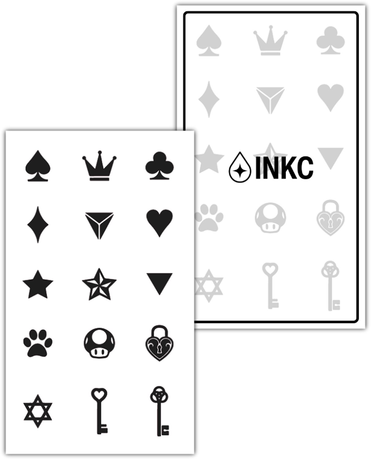 INKC - Tijdelijke Tattoo - Symbolen set - Nep Tattoo - Plak Tattoos - Blijft tot 2 weken - 7 x 12cm