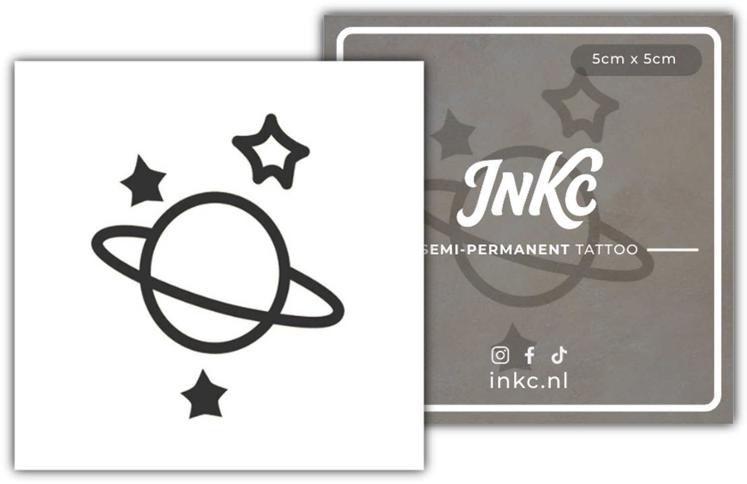 INKC - Tijdelijke Tattoo - Planeet - Nep Tattoo - Plak Tattoos - Blijft tot 2 weken - 5 x 5cm