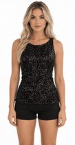 Zwart Glitter Top - Dames - Shirt - Glinster - Feest
