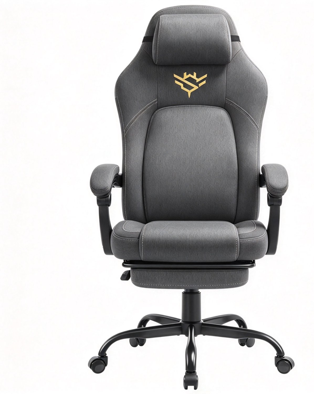 Ergonomische Gaming Bureaustoel met Voetsteun, 70 x 70 x 119-129 cm, Duifgrijs, Draaistoel met Verstelbare Rugleuning, Katoen-Linnen Stof, In Hoogte Verstelbare Zitting, Armleuningen en Lendensteun voor Kantoor en Gaming