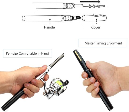 Miniatuur Vishengel - Penvishengel en molencombo - draagbare telescopische kleine vishengel - Klein - Hengel - voor het vissen in zout en zoet water - Aluminiumlegering - blauw — afbeelding 3