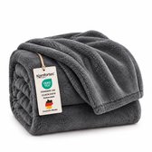 Komfortec Fleece Deken - Met kasjmier gevoel - Plaid - Fleece Plaid - Fleece Dekens - Fleece Deken 130x150 cm – Super Zacht – Antraciet
