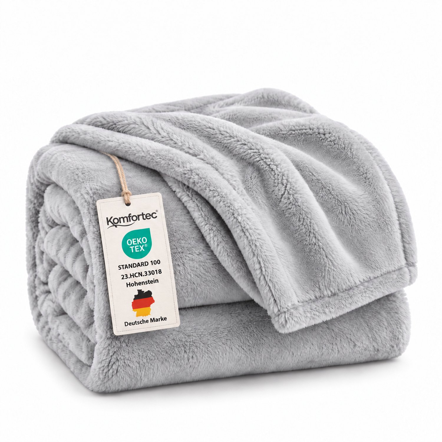 Komfortec Fleece Deken - Met kasjmier gevoel - Plaid - Fleece Plaid - Fleece Dekens - Fleece Deken 150x200 cm – Super Zacht – Zilver