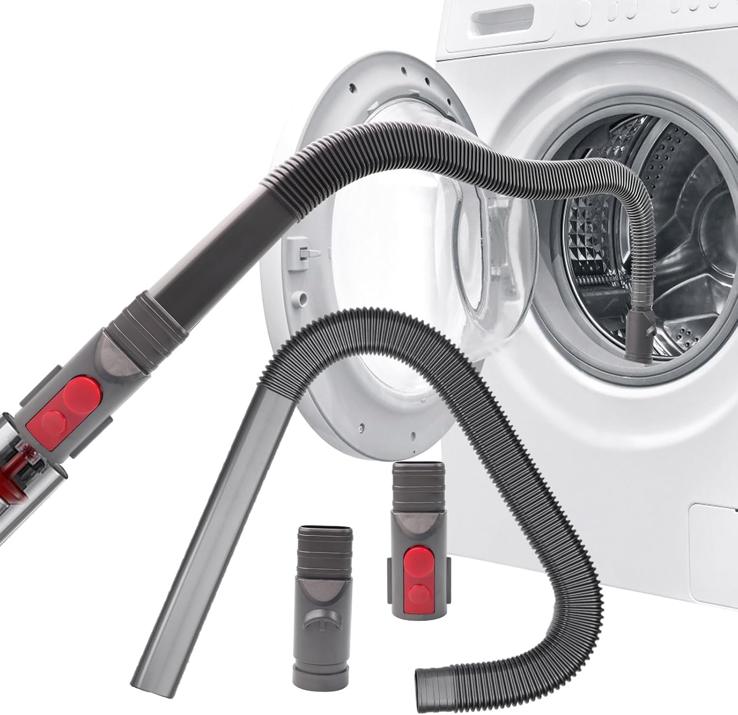 Stofzuiger opzetstuk voor kieren - Flexibele spleetzuiger voor Dyson - Smalle zuigmond voor droger - Verlengslang voor nauwe kieren - ABS kunststof met rubberdelen - Met twee aansluitstukken inbegrepen - Zwart - Voor Dyson V6-V15