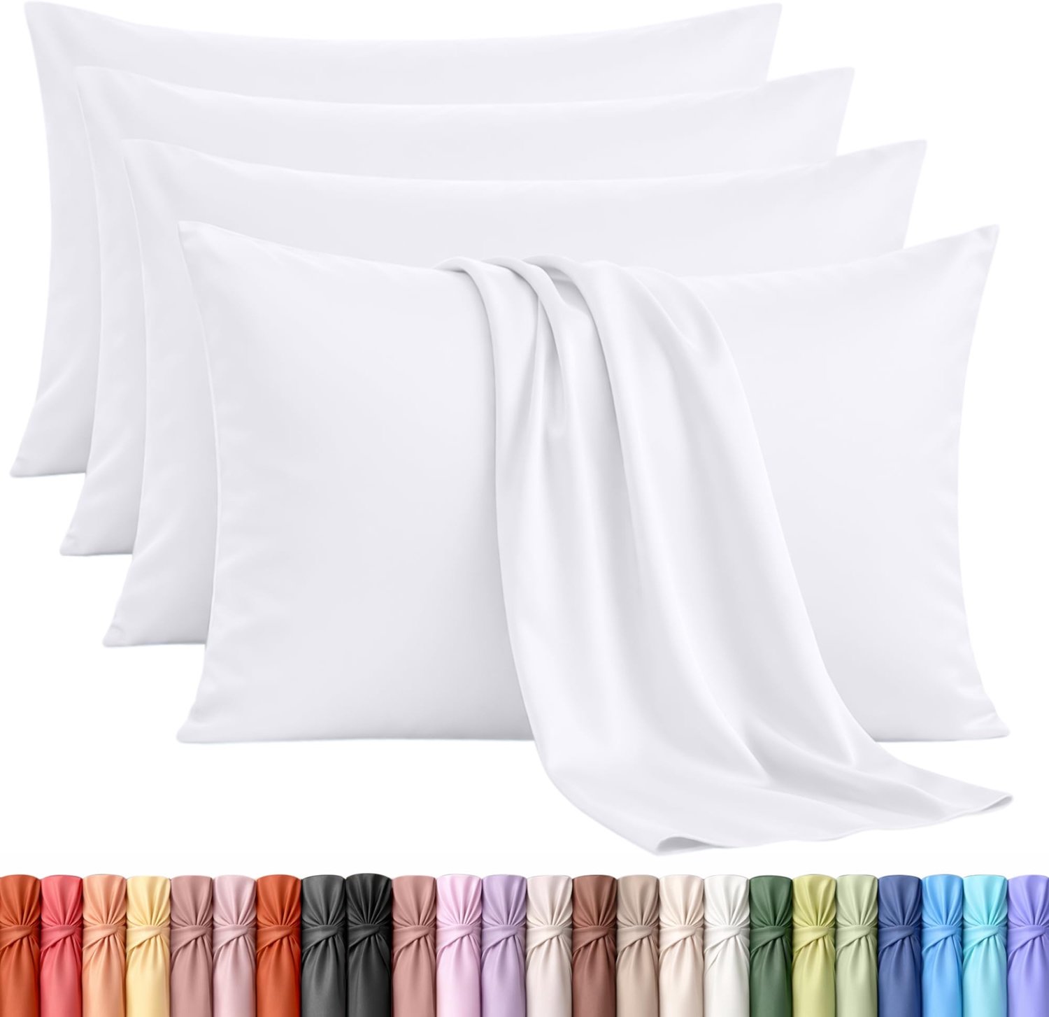 Famanu Set van 4 Kussenslopen – Zacht Geborsteld Microvezel – Kleur- en Krimpbestendig (Wit, 60 x 60 cm) pearl pink