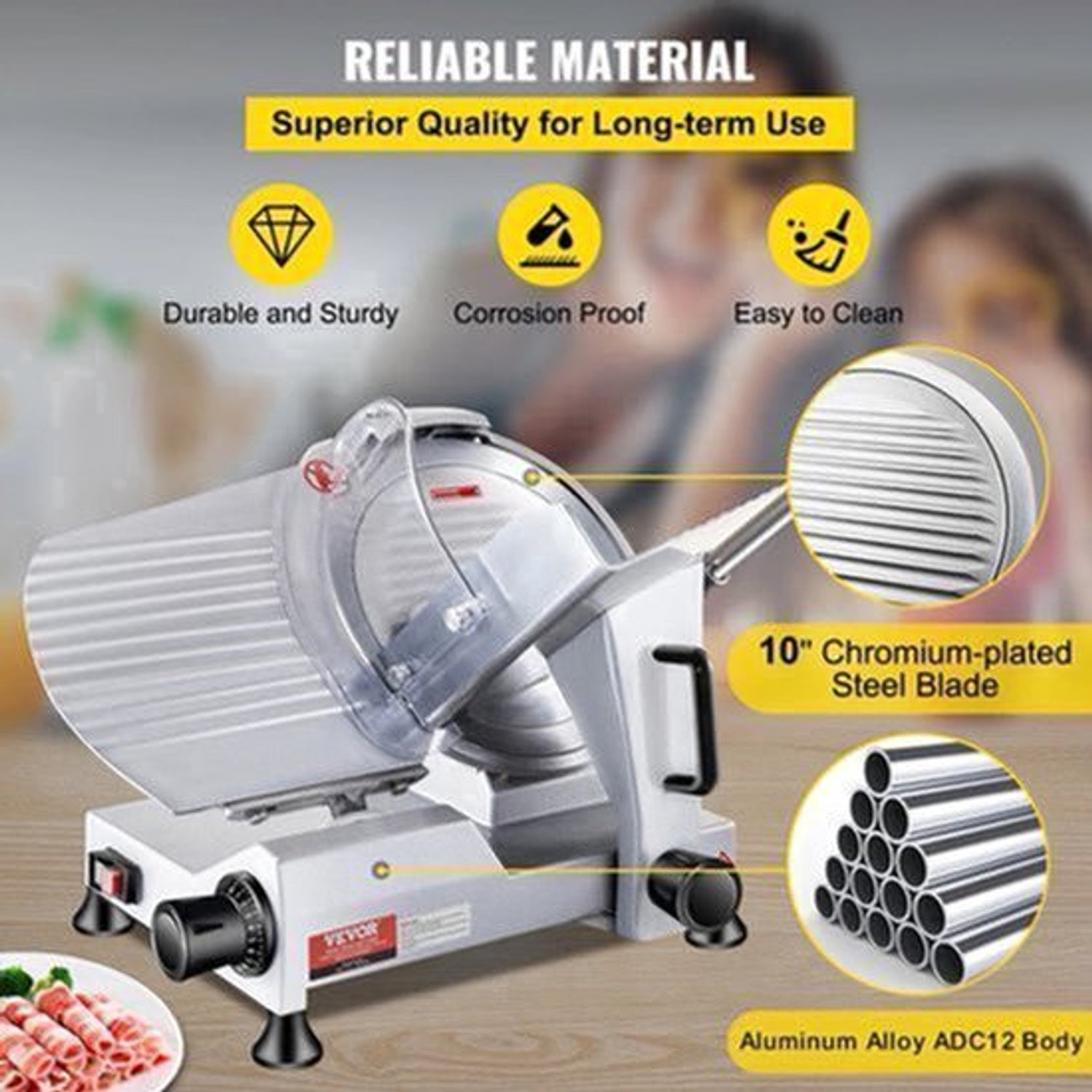 Snijmachine -Vleessnijder - Alles Snijder - Vleessnijder Dun - Vleessnijmachine voor Thuis - 240W - 350-400RPM - Commerciële Vleessnijder