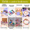 Luxe Richly kralenset met premium verpakking, sieradentang, veel kralen, bedels en een afgewerkte armband.