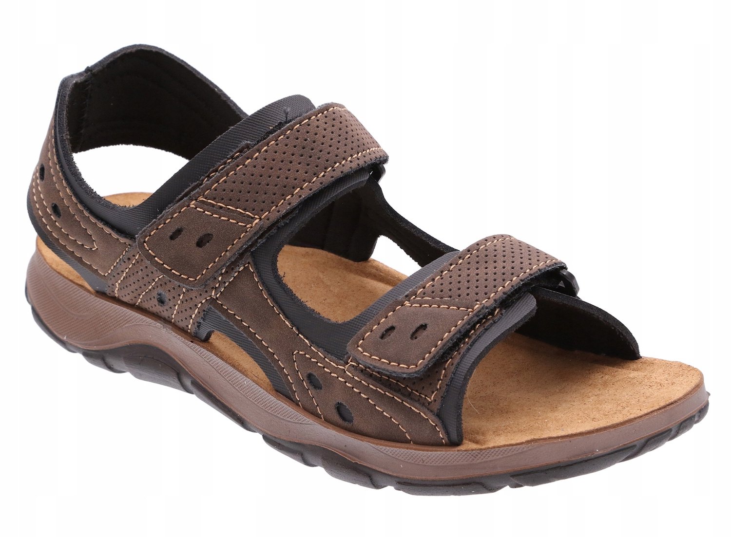 Inblu Heren Sandalen TO-08 Leer Eco Comfort Klittenband Sport 42 Bruin