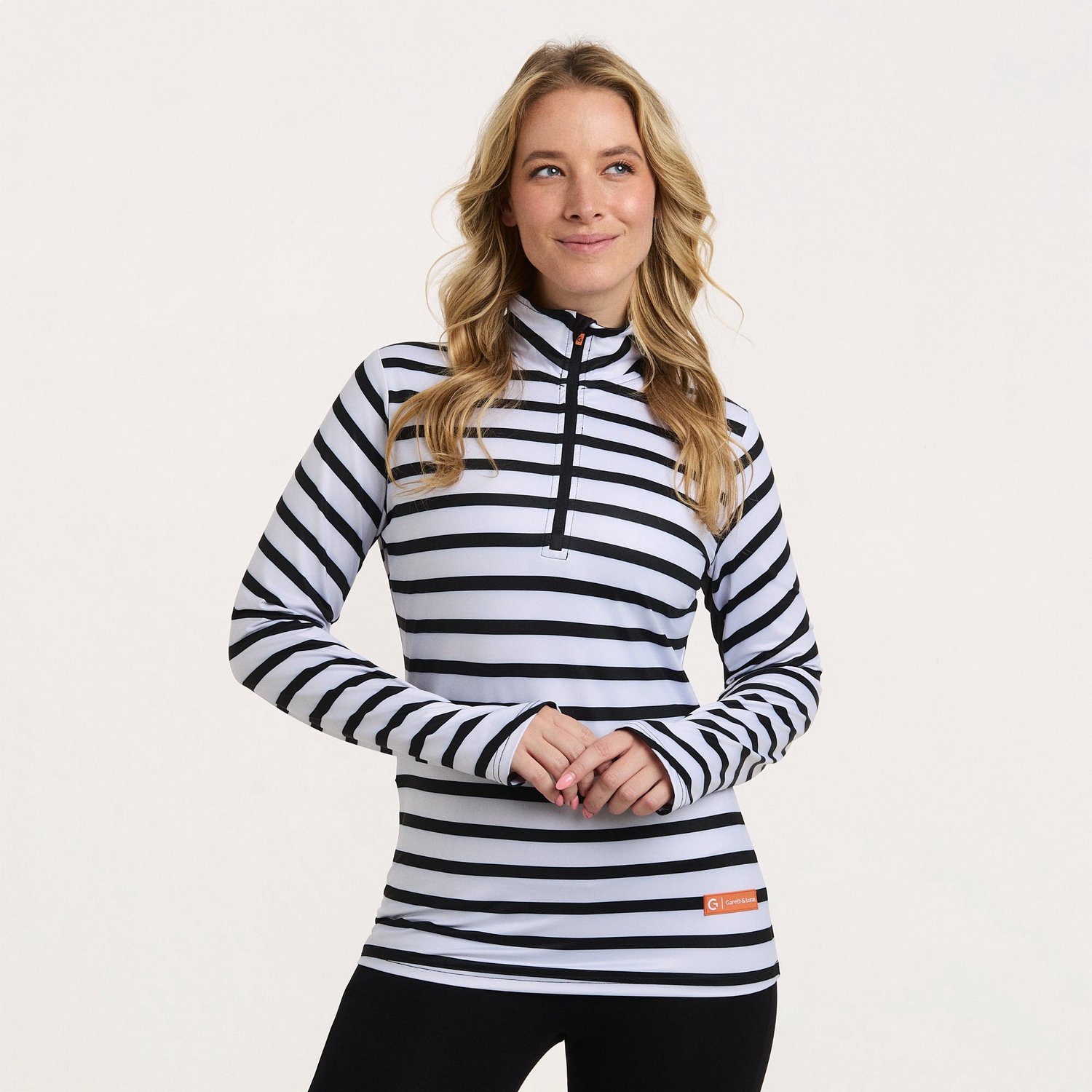 Gareth & Lucas - EVO Skipully Stripes - M - 100% Gerecycled Polyester - Dames - Midlayer Sportshirt - Wintersport