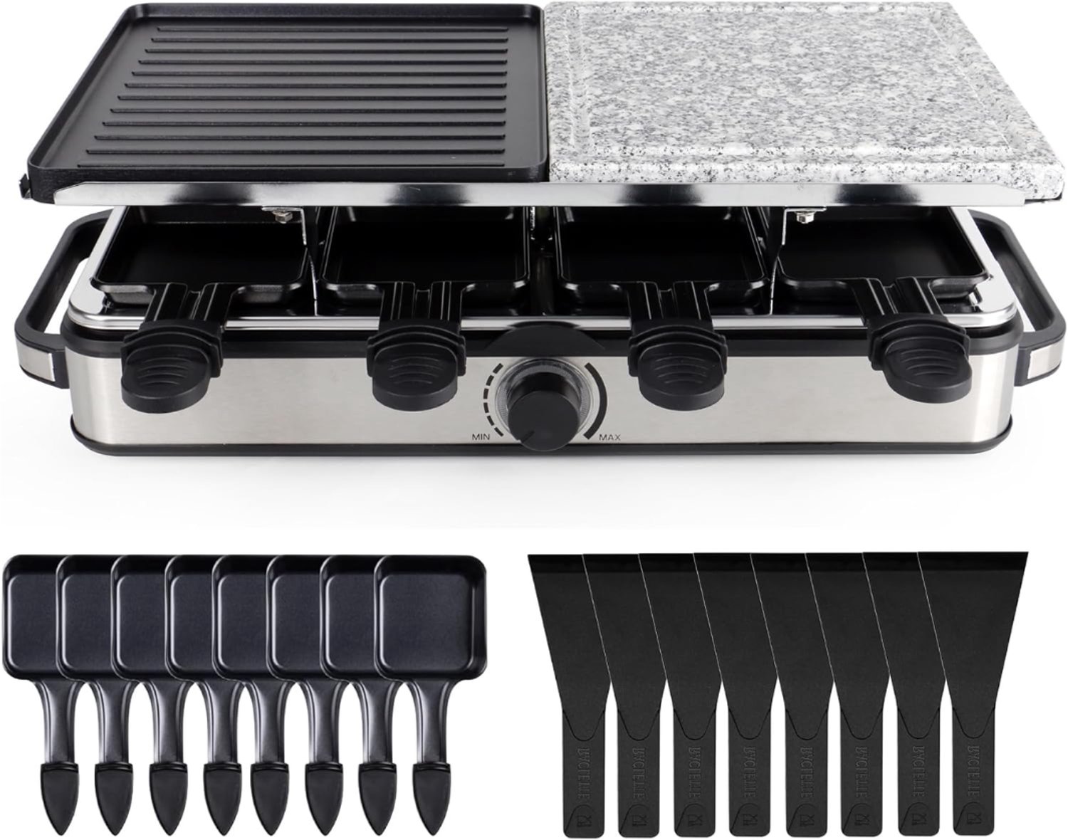 SNJY® Gourmetstel - Gourmetplaat - Gourmet Elektrisch - 8 Personen - 1400 W - Zwart