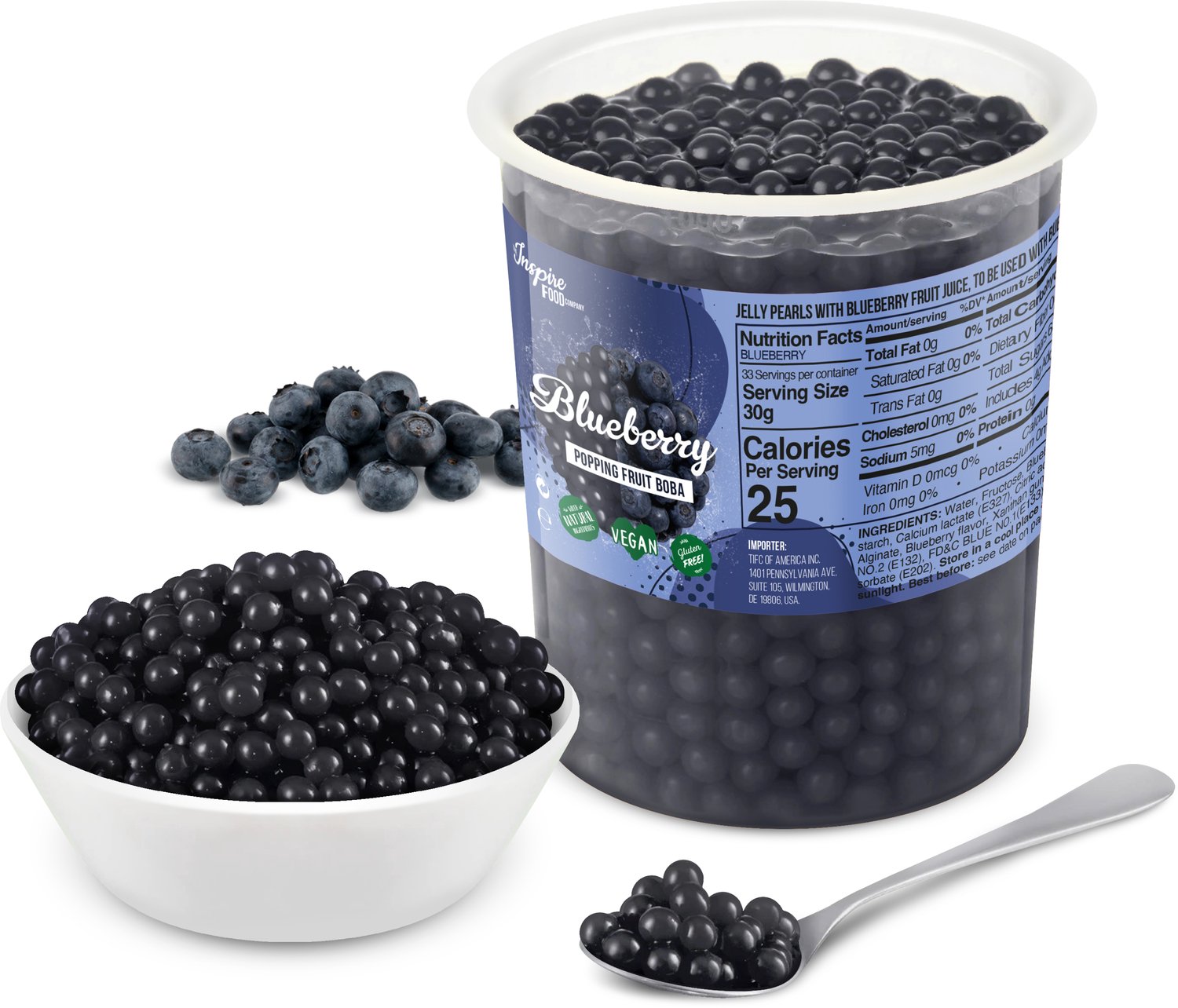 Inspire Food Company - Bubble tea - Bubble Tea Parels - Popping Boba Pearls - Popping Fruitparels - Bosbessen smaak - 1 KG