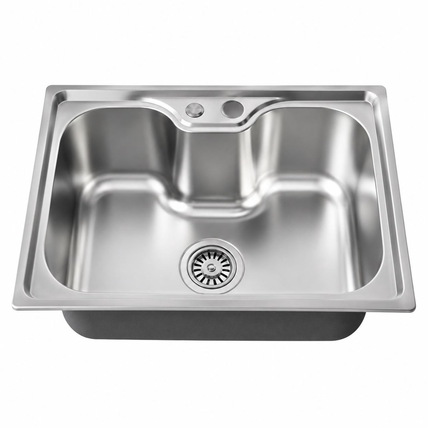 Faizee Home RVS Spoelbak 60 × 42 × 20 cm – Keukenspoelbak – 0,8 mm RVS – Incl. Sifon en Afvoer – Zilver, Zwart of Goud Silber Mit Armatur