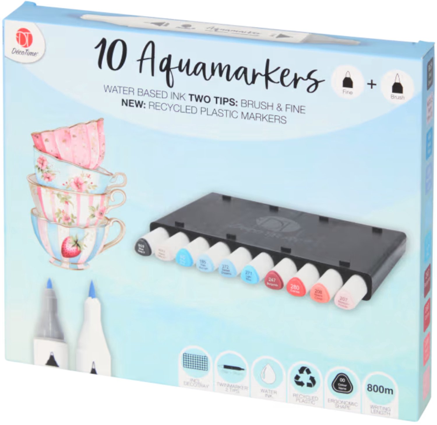 DécoTime Aquamarkers 10 stuks - Stiften met inkt op waterbasis