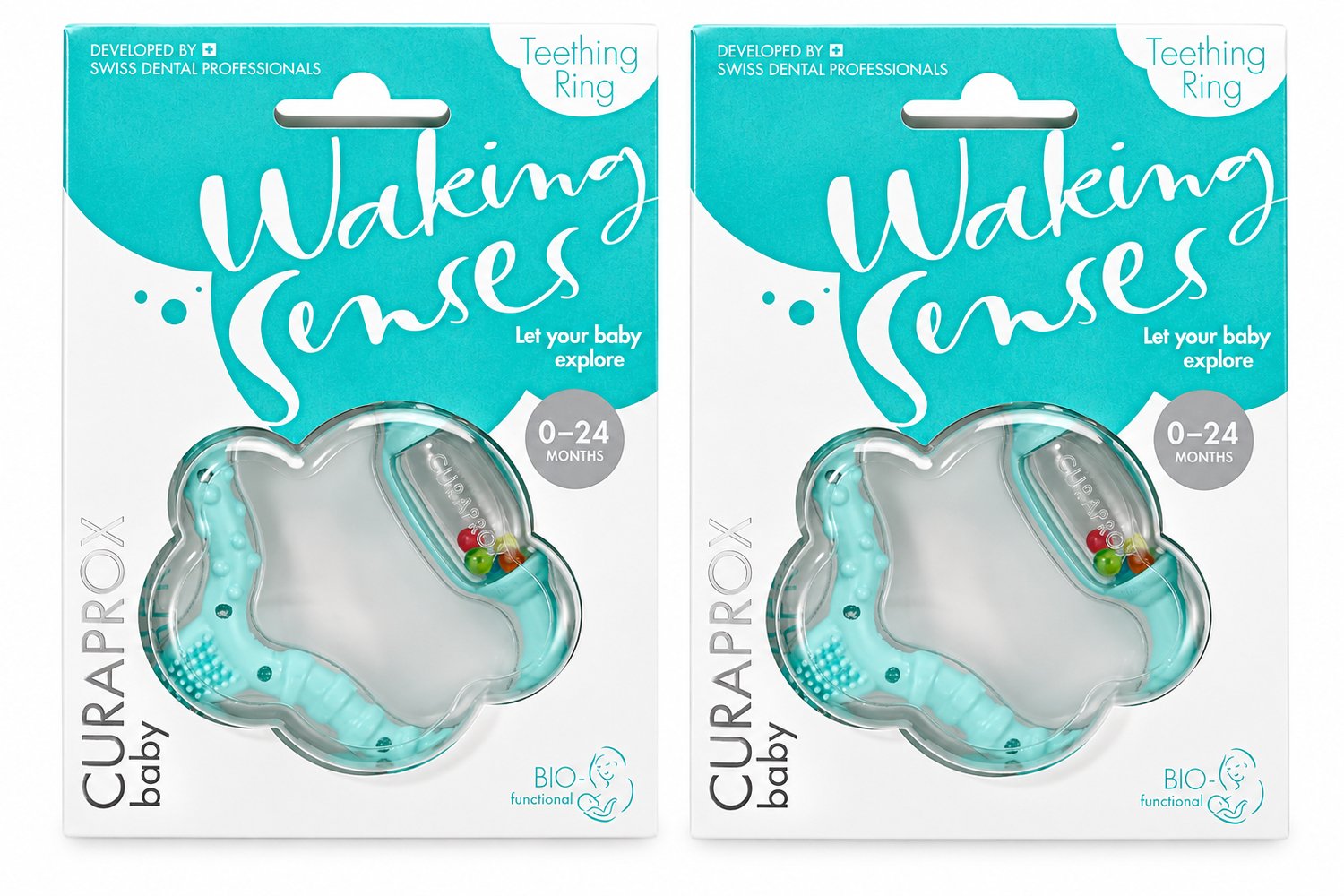 2 x Curaprox Bijtring - Turquoise - Voordeelverpakking