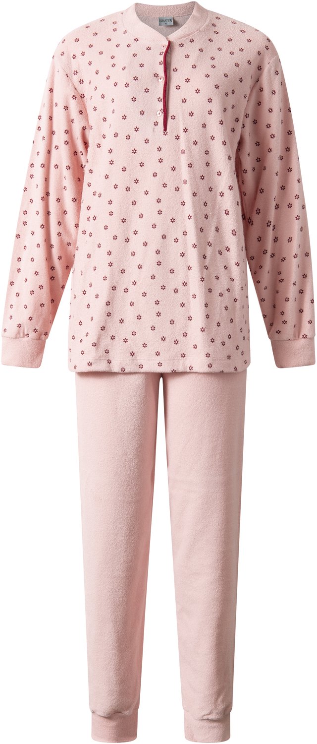 Lunatex winter dames pyjama 124280 - warm aangeruwde badstof - roze
